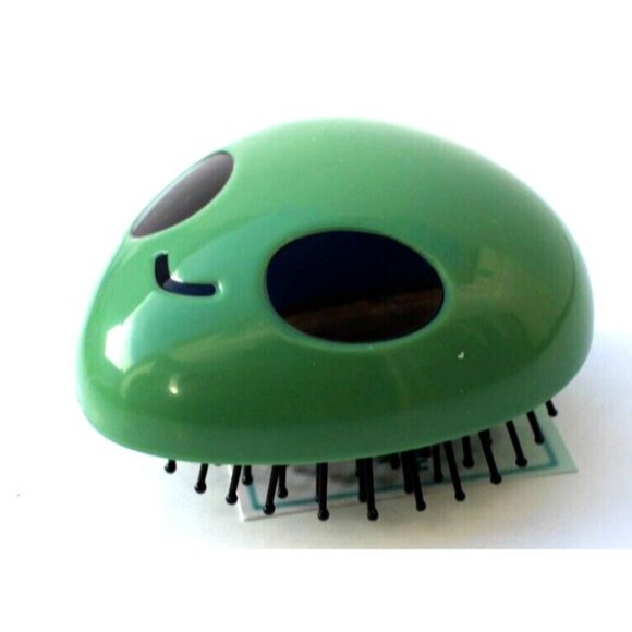 New Alien UFO Green Shaped Hair Brush with Sprinkles Fun Unique Detangling Tool - Picture 2 of 3